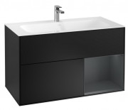 Тумба под раковину Villeroy & Boch Finion 99,6х49,8 см с подсветкой МДФ черный матовый лак/темно-синий матовый лак F040HGPD