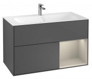 Тумба под раковину Villeroy & Boch Finion 99,6х49,8 см с подсветкой МДФ антрацит матовый лак/песок матовый лак F040HHGK