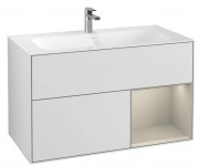 Тумба под раковину Villeroy & Boch Finion 99,6х49,8 см с подсветкой МДФ белый матовый лак/песок матовый лак F040HHMT