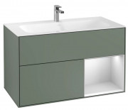 Тумба под раковину Villeroy & Boch Finion 99,6х49,8 см с подсветкой МДФ оливковый матовый лак/белый матовый лак F040MTGM