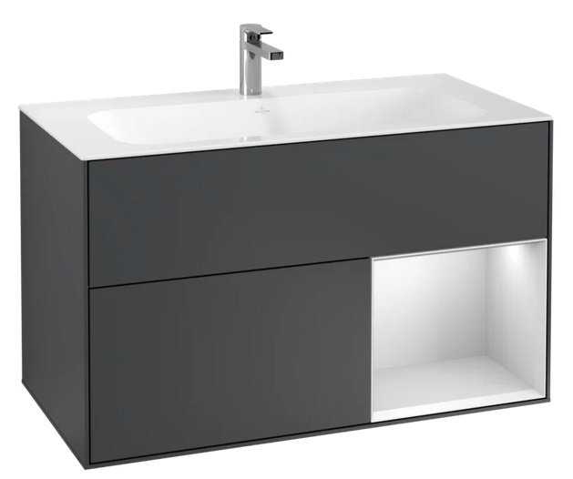 Тумба под раковину Villeroy & Boch Finion 99,6х49,8 см с подсветкой МДФ темно-синий матовый лак/белый матовый лак F040MTHG