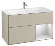 Тумба под раковину Villeroy & Boch Finion 99,6х49,8 см с подсветкой МДФ песок матовый лак/белый матовый лак F040MTHH