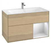 Тумба под раковину Villeroy & Boch Finion 99,6х49,8 см с подсветкой ДСП шпон дуба/белый матовый лак F040MTPC