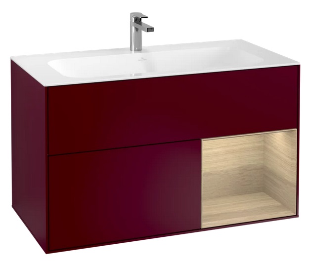 Тумба под раковину Villeroy & Boch Finion 99,6х49,8 см с подсветкой МДФ пион матовый лак/шпон дуба F040PCHB