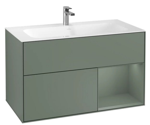 Тумба под раковину Villeroy & Boch Finion 99,6х49,8 см с подсветкой МДФ оливковый матовый лак F040GMGM