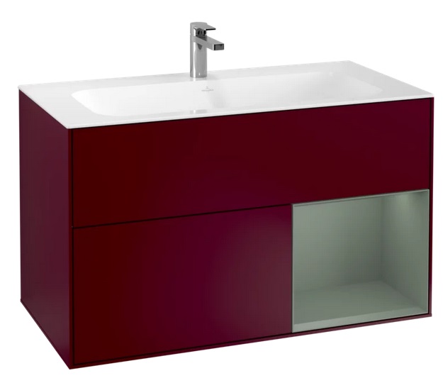 Тумба под раковину Villeroy & Boch Finion 99,6х49,8 см с подсветкой МДФ пион матовый лак/оливковый матовый лак F040GMHB