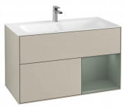 Тумба под раковину Villeroy & Boch Finion 99,6х49,8 см с подсветкой МДФ песок матовый лак/оливковый матовый лак F040GMHH