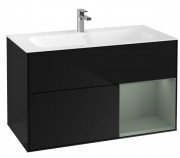 Тумба під раковину Villeroy & Boch Finion 99,6х49,8 см із підсвічуванням МДФ глянсовий чорний лак/оливковий матовий лак F040GMPH