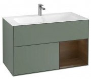 Тумба под раковину Villeroy & Boch Finion 99,6х49,8 см с подсветкой МДФ оливковый матовый лак/шпон грецкого ореха F040GNGM