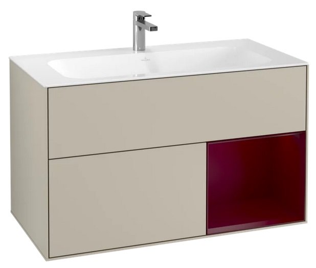 Тумба под раковину Villeroy & Boch Finion 99,6х49,8 см с подсветкой МДФ песок матовый лак/пион матовый лак F040HBHH