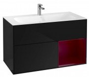 Тумба под раковину Villeroy & Boch Finion 99,6х49,8 см с подсветкой МДФ глянцевый черный лак/пион матовый лак F040HBPH