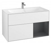 Тумба під раковину Villeroy & Boch Finion 99,6х49,8 см із підсвічуванням МДФ глянсовий білий лак/темно-синій матовий лак F040HGGF