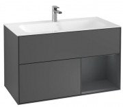 Тумба под раковину Villeroy & Boch Finion 99,6х49,8 см с подсветкой МДФ антрацит матовый лак/темно-синий матовый лак F040HGGK