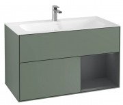 Тумба під раковину Villeroy & Boch Finion 99,6х49,8 см з підсвічуванням МДФ оливковий матовий лак/темно-синій матовий лак F040HGGM