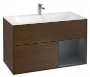 Тумба під раковину Villeroy & Boch Finion 99,6х49,8 см з підсвічуванням ДСП шпон волоського горіха/темно-синій матовий лак F040HGGN