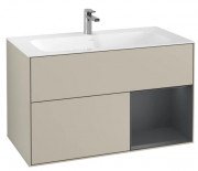 Тумба под раковину Villeroy & Boch Finion 99,6х49,8 см с подсветкой МДФ песок матовый лак/темно-синий матовый лак F040HGHH