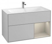 Тумба под раковину Villeroy & Boch Finion 99,6х49,8 см с подсветкой МДФ светло-серый матовый лак/песок матовый лак F040HHGJ