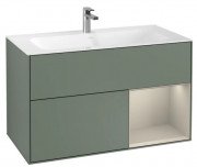 Тумба под раковину Villeroy & Boch Finion 99,6х49,8 см с подсветкой МДФ оливковый матовый лак/песок матовый лак F040HHGM