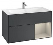 Тумба під раковину Villeroy & Boch Finion 99,6х49,8 см з підсвічуванням МДФ темно-синій матовий лак/пісок матовий лак F040HHHG