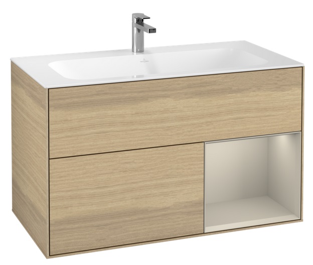Тумба під раковину Villeroy & Boch Finion 99,6х49,8 см з підсвічуванням ДСП шпон дуба/пісок матовий лак F040HHPC