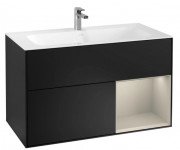 Тумба під раковину Villeroy & Boch Finion 99,6х49,8 см з підсвічуванням МДФ чорний матовий лак/пісок матовий лак F040HHPD