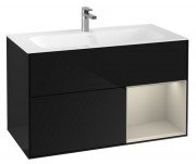 Тумба под раковину Villeroy & Boch Finion 99,6х49,8 см с подсветкой МДФ глянцевый черный лак/песок матовый лак F040HHPH