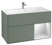 Тумба под раковину Villeroy & Boch Finion 99,6х49,8 см с подсветкой МДФ оливковый матовый лак/белый матовый лак F040MTGM