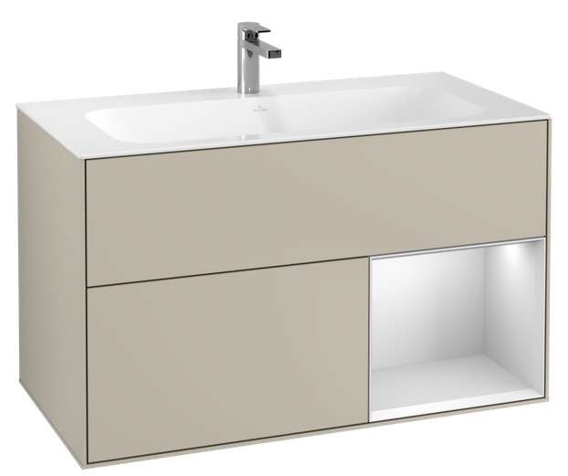 Тумба під раковину Villeroy & Boch Finion 99,6х49,8 см з підсвічуванням МДФ пісок матовий лак/білий матовий лак F040MTHH