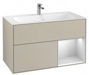 Тумба під раковину Villeroy & Boch Finion 99,6х49,8 см з підсвічуванням МДФ пісок матовий лак/білий матовий лак F040MTHH