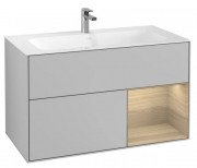 Тумба под раковину Villeroy & Boch Finion 99,6х49,8 см с подсветкой МДФ светло-серый матовый лак/шпон дуба F040PCGJ