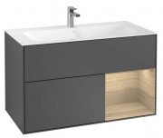 Тумба под раковину Villeroy & Boch Finion 99,6х49,8 см с подсветкой МДФ антрацит матовый лак/шпон дуба F040PCGK