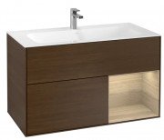 Тумба під раковину Villeroy & Boch Finion 99,6х49,8 см з підсвічуванням ДСП шпон волоського горіха/шпон дуба F040PCGN