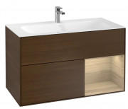 Тумба под раковину Villeroy & Boch Finion 99,6х49,8 см с подсветкой ДСП шпон грецкого ореха/шпон дуба F040PCGN