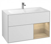 Тумба под раковину Villeroy & Boch Finion 99,6х49,8 см с подсветкой МДФ белый матовый лак/шпон дуба F040PCMT