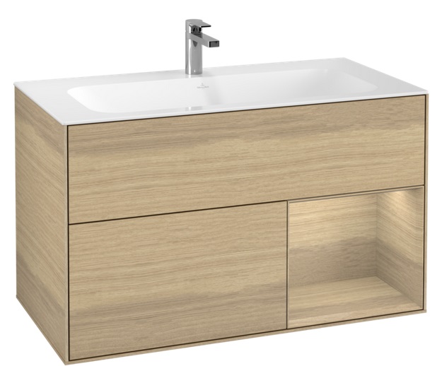 Тумба под раковину Villeroy & Boch Finion 99,6х49,8 см с подсветкой ДСП шпон дуба F040PCPC