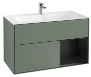 Тумба под раковину Villeroy & Boch Finion 99,6х49,8 см с подсветкой МДФ оливковый матовый лак/черный матовый лак F040PDGM