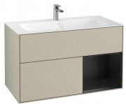 Тумба под раковину Villeroy & Boch Finion 99,6х49,8 см с подсветкой МДФ песок матовый лак/черный матовый лак F040PDHH
