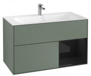 Тумба под раковину Villeroy & Boch Finion 99,6х49,8 см с подсветкой МДФ оливковый матовый лак/глянцевый черный лак F040PHGM