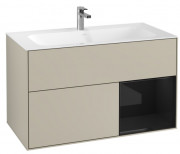 Тумба под раковину Villeroy & Boch Finion 99,6х49,8 см с подсветкой МДФ песок матовый лак/глянцевый черный лак F040PHHH