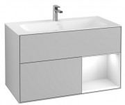 Тумба под раковину Villeroy & Boch Finion 99,6х49,8 см с подсветкой МДФ светло-серый матовый лак/глянцевый белый лак G040GFGJ