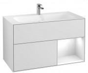 Тумба под раковину Villeroy & Boch Finion 99,6х49,8 см с подсветкой МДФ белый матовый лак/глянцевый белый лак G040GFMT