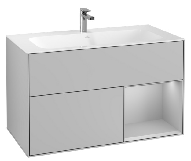 Тумба під раковину Villeroy & Boch Finion 99,6х49,8 см з підсвічуванням МДФ світло-сірий матовий лак G040GJGJ