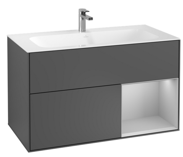 Тумба под раковину Villeroy & Boch Finion 99,6х49,8 см с подсветкой МДФ антрацит матовый лак/светло-серый матовый лак G040GJGK