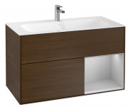 Тумба под раковину Villeroy & Boch Finion 99,6х49,8 см с подсветкой ДСП шпон грецкого ореха/светло-серый матовый лак G040GJGN