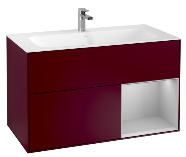 Тумба под раковину Villeroy & Boch Finion 99,6х49,8 см МДФ пион матовый лак/светло-серый матовый лак G040GJHB