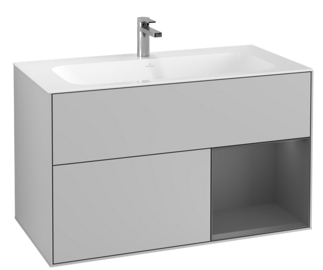Тумба під раковину Villeroy & Boch Finion 99,6х49,8 см з підсвічуванням МДФ світло-сірий матовий лак/антрацит матовий лак G040GKGJ