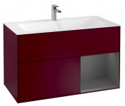 Тумба под раковину Villeroy & Boch Finion 99,6х49,8 см с подсветкой МДФ пион матовый лак/антрацит матовый лак G040GKHB