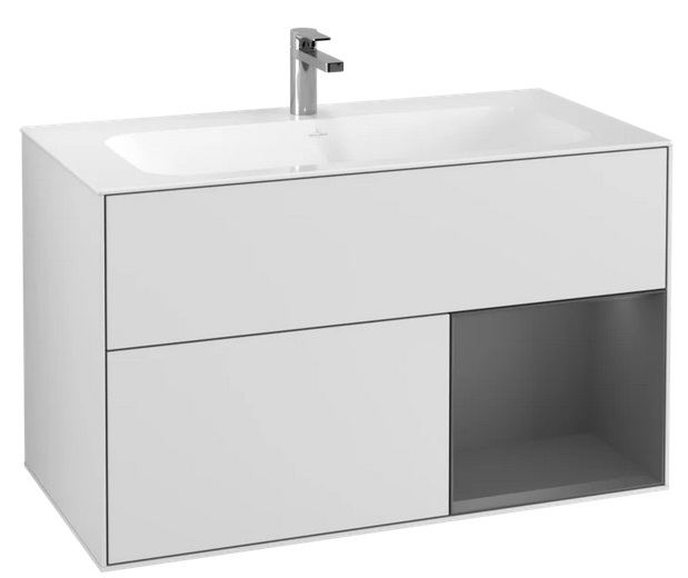 Тумба под раковину Villeroy & Boch Finion 99,6х49,8 см с подсветкой МДФ белый матовый лак/антрацит матовый лак G040GKMT