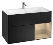 Тумба под раковину Villeroy & Boch Finion 99,6х49,8 см с подсветкой МДФ черный матовый лак/шпон дуба F040PCPD