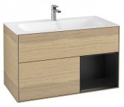 Тумба под раковину Villeroy & Boch Finion 99,6х49,8 см с подсветкой ДСП шпон дуба/черный матовый лак F040PDPC